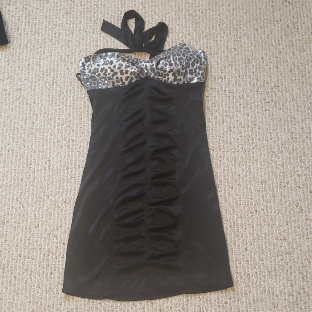 Black Satin Mini Dress